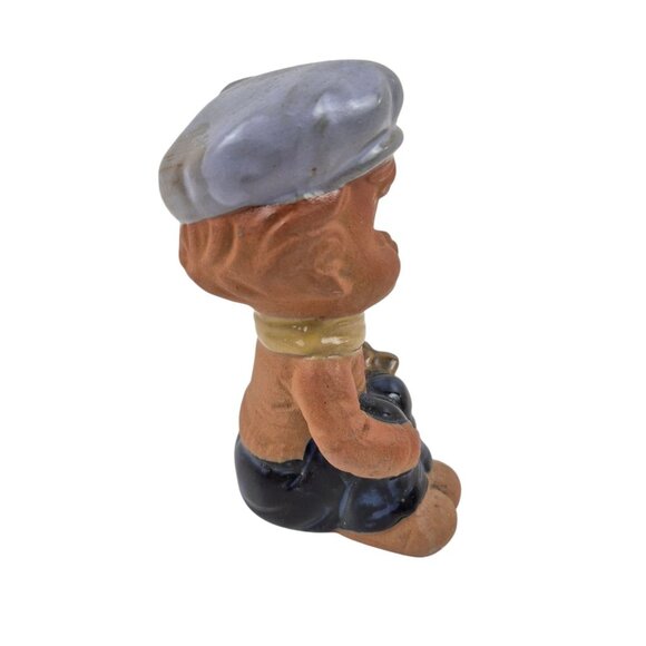 Vintage Figurine Stoneware Boy Dog Cap Hand Painted Collectible Decor - Picture 7 of 10